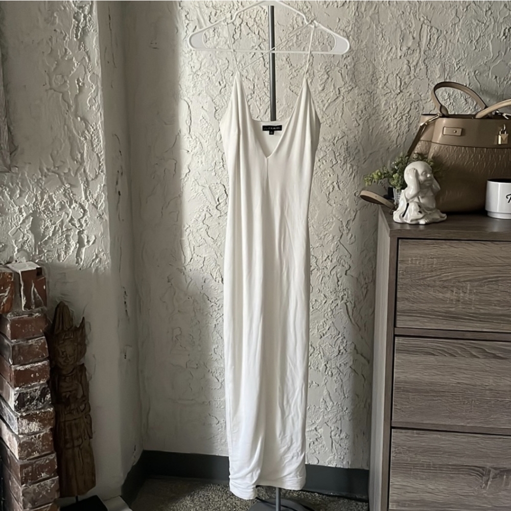 JLUXLABEL Cream Bodycon Spaghetti Strap Midi Dress - Picture 5 of 8